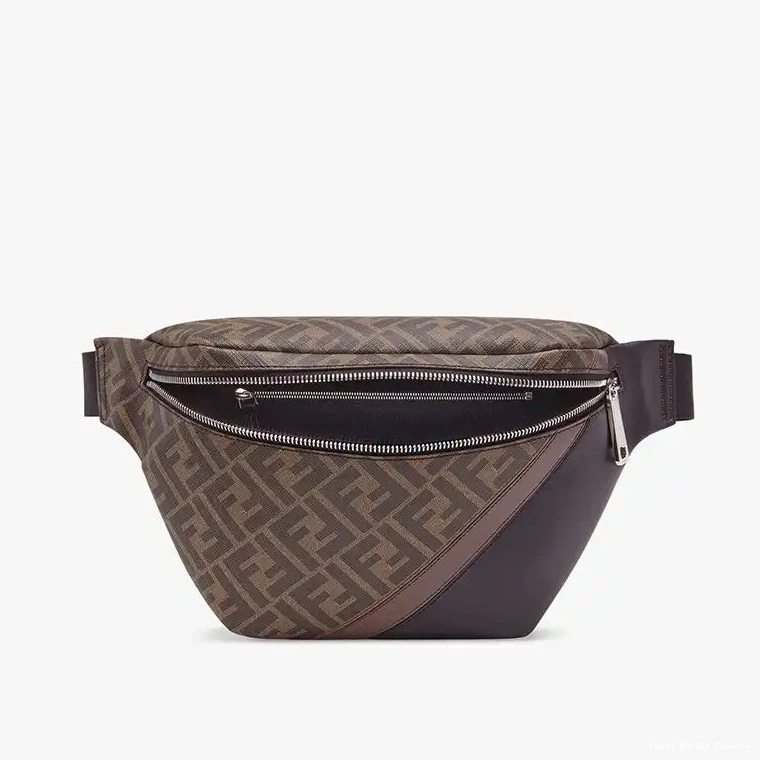 Cheap HOT Coffee Brown Bag Fendi Motif In Fabric Belt FF 0521